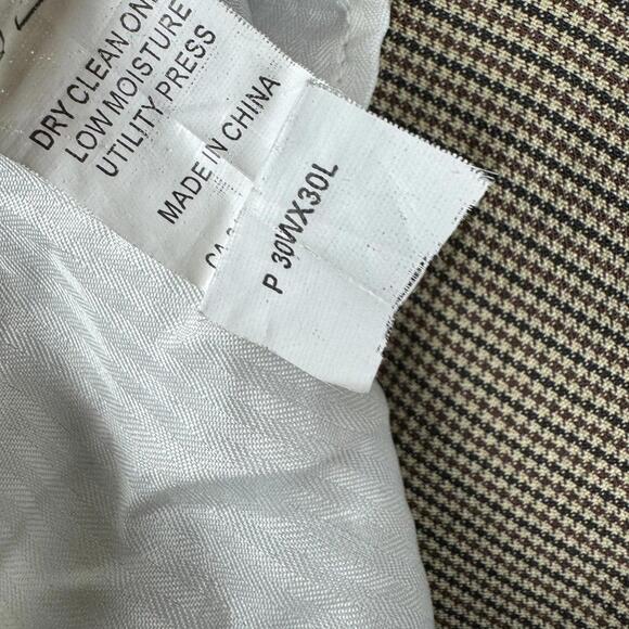 Ralph Ralph Lauren Mens 30x30 Brown Beige Houndstooth Pleated Dress Pants Slacks - Picture 12 of 13